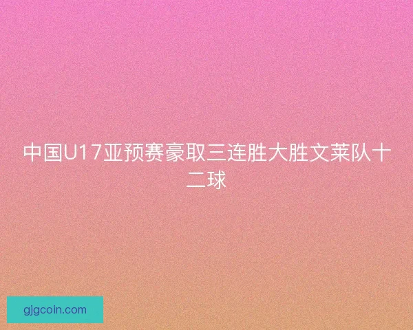 中国U17亚预赛豪取三连胜大胜文莱队十二球 中国U17亚预赛豪取三连胜大胜文莱队十二球